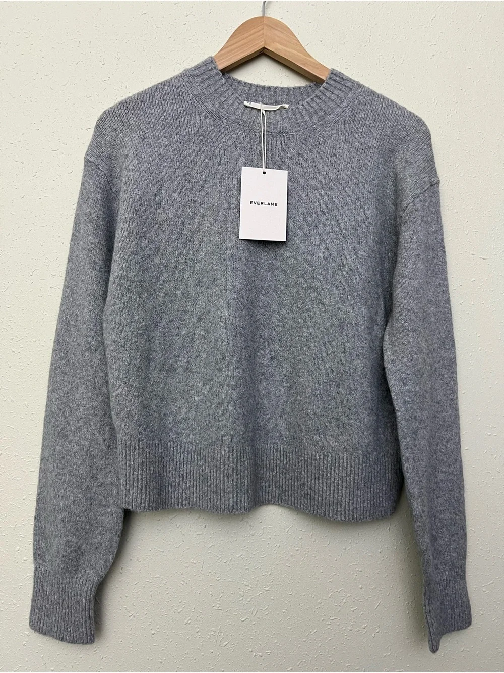 New Everlane THE COCOON CREW IN PLUSH COTTON in Heathered Grey Size XS